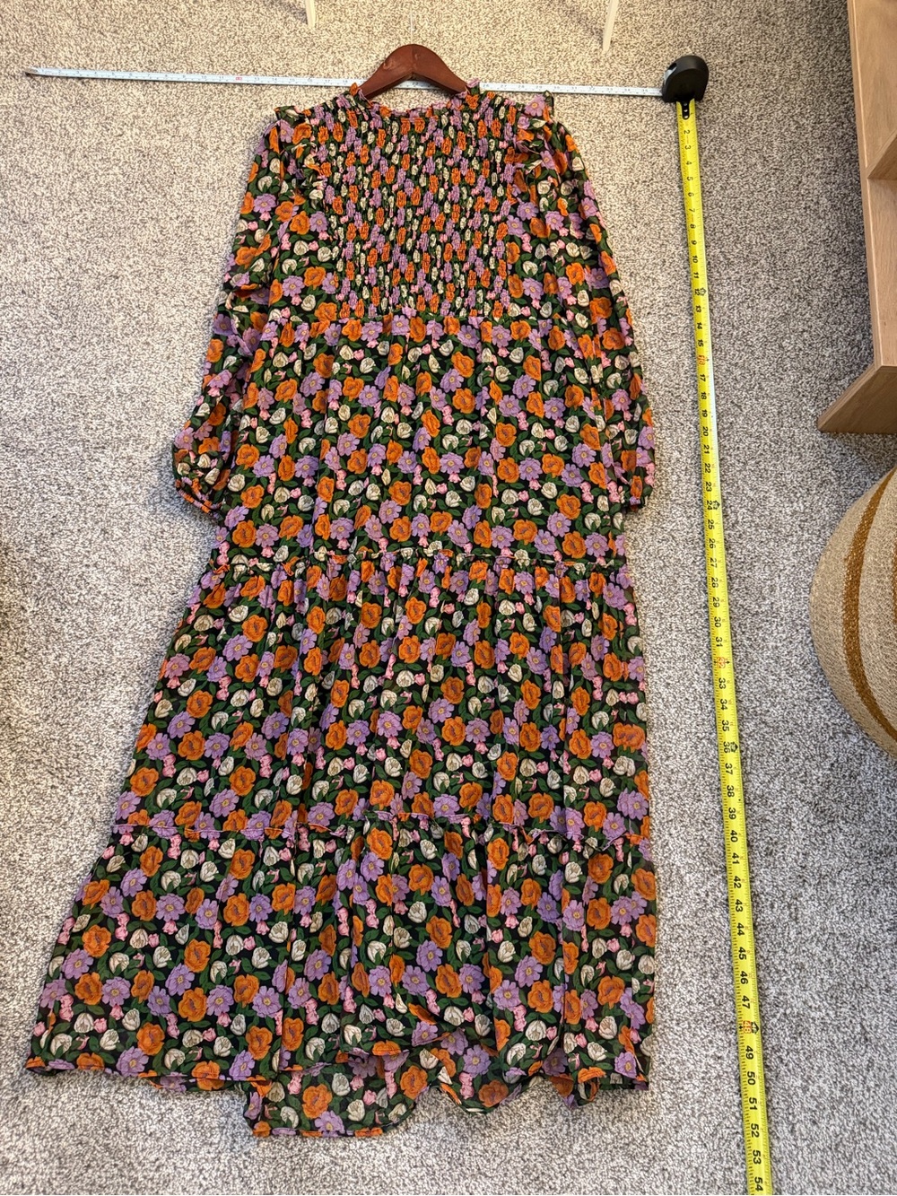 Mango Black Floral Smocked Yoke Maxi Dress - Picture 7 of 8